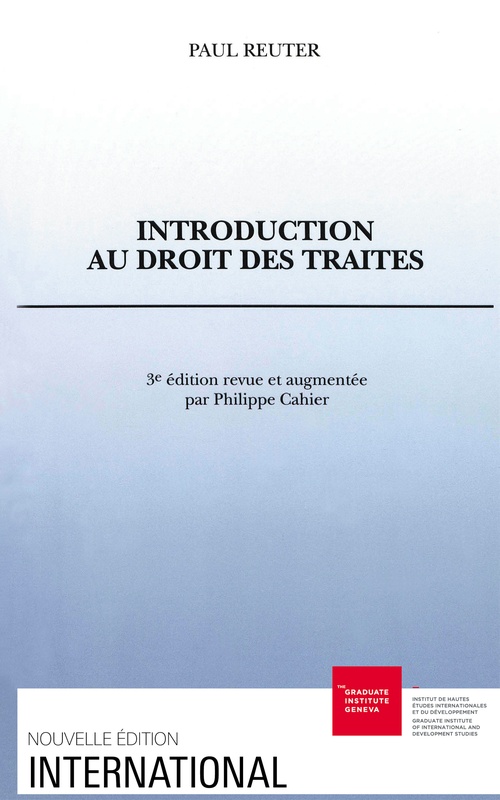 Couverture ebook de Introduction au droit des traités, de Paul Reuter