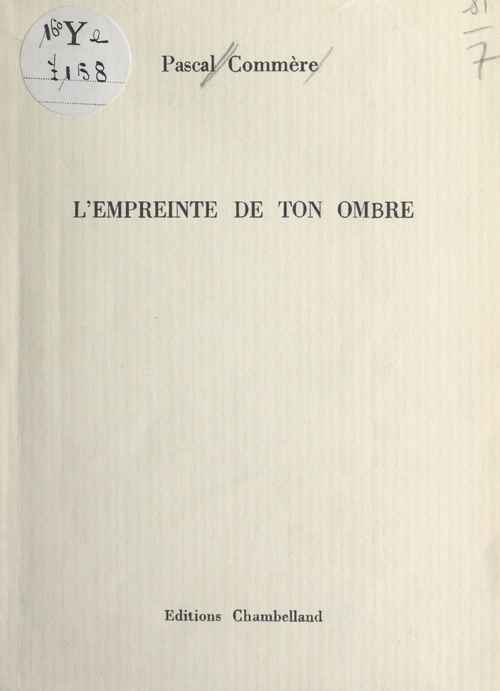 Couverture ebook de L'empreinte de ton ombre, de Pascal Commère