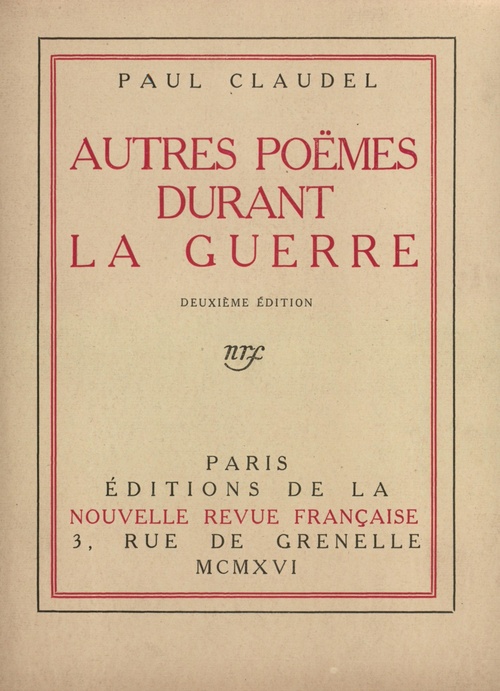 ebook cover of Poèmes de guerre, by Paul Claudel