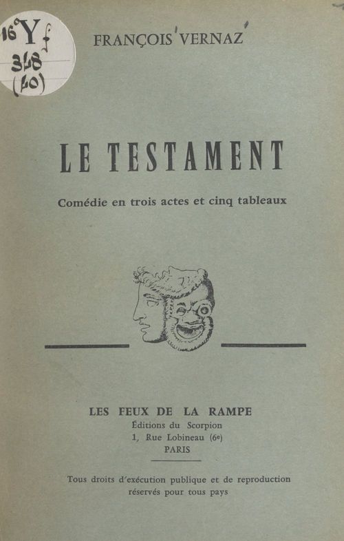 ebook cover of Le testament, by Francois Vernaz