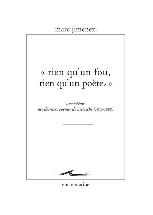 ebook cover of « Rien qu'un fou, rien qu'un poète », by Marc Jimenez