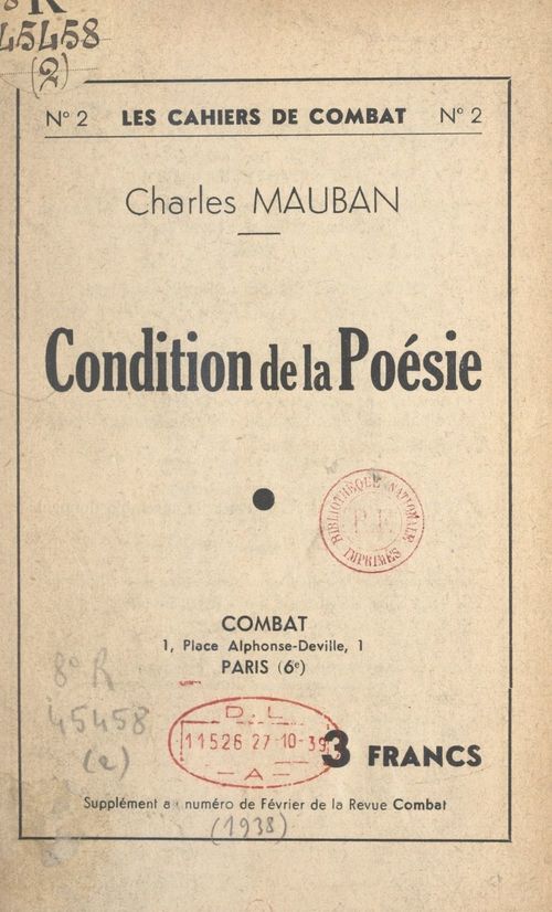 ebook cover of Condition de la poésie, by Charles Mauban