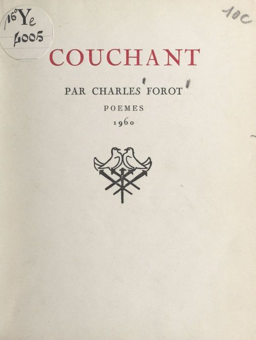 Couverture ebook de Couchant, de Charles Forot