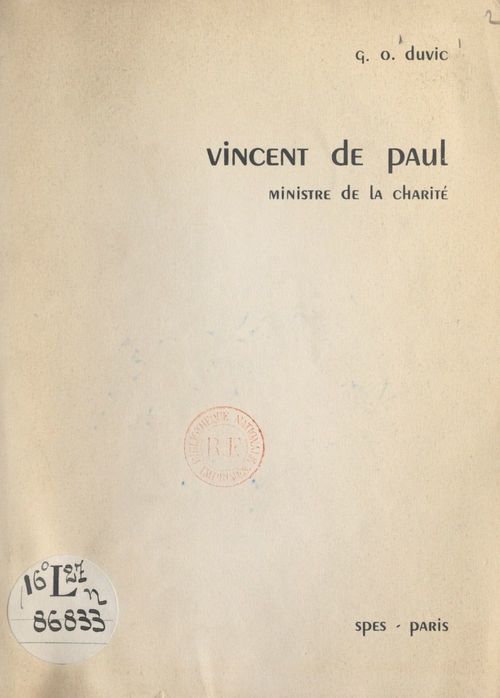 Couverture ebook de Vincent de Paul, de G.-O. Duvic