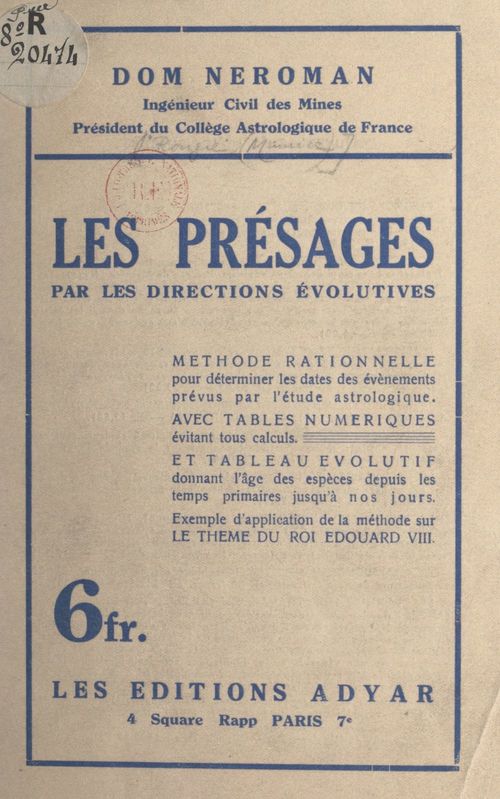 ebook cover of Les présages par les directions évolutives, by Dom Neroman