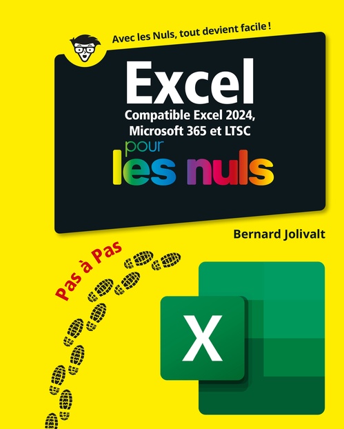 Couverture ebook de Excel 2024 Pas à Pas pour les Nuls, de Jolivalt Bernard