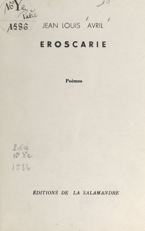 Couverture ebook de Eroscarie, de Jean Louis Avril
