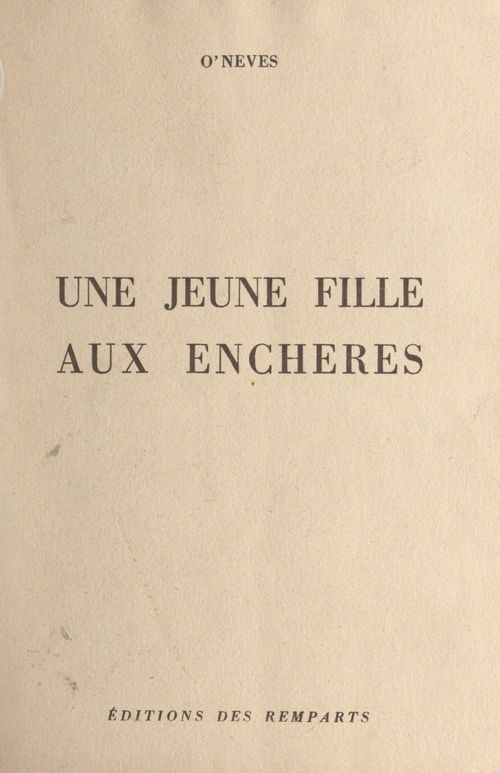 Couverture ebook de Une jeune fille aux enchères, de O'Neves
