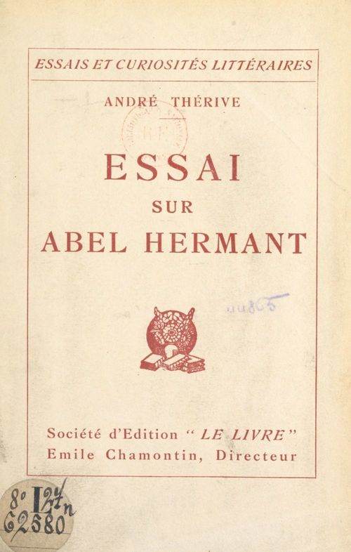 ebook cover of Essai sur Abel Hermant, by Andre Therive