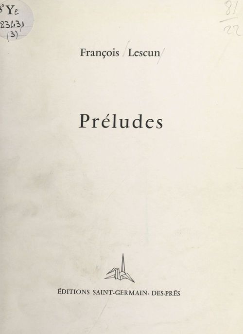 ebook cover of Préludes : cent quarante-quatre propositions de poésie, by Francois Lescun