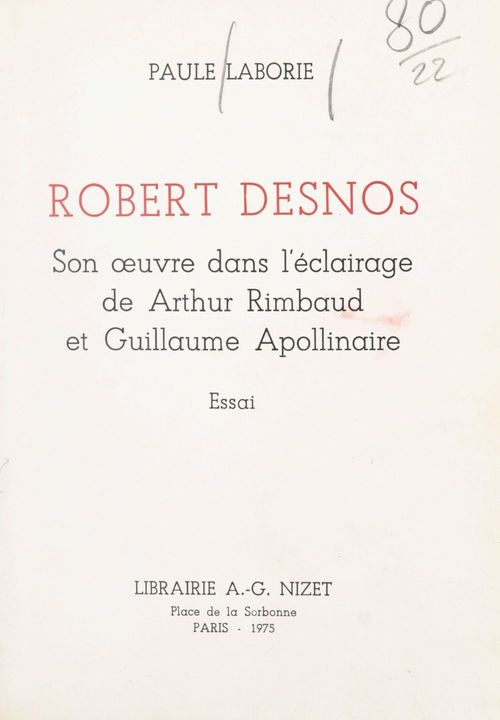 Couverture ebook de Robert Desnos, de Paule Laborie