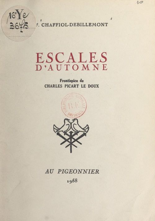 ebook cover of Escales d'automne, by Fernand Chaffiol-Debillemont