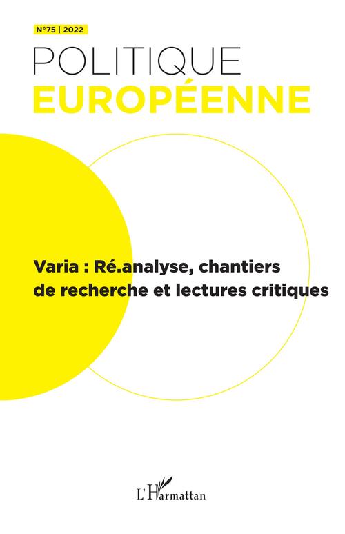 ebook cover of Varia : Ré.analyse, chantiers de recherche et lectures critiques, by Revue politique européenne