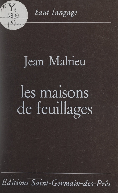 ebook cover of Les maisons de feuillages, by Jean Malrieu