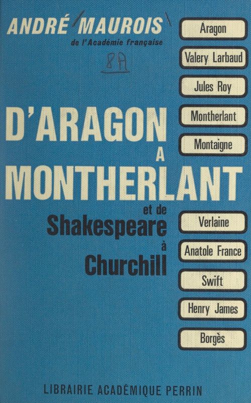 Couverture ebook de D'Aragon à Montherlant, de André Maurois