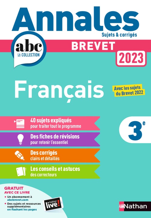 Couverture ebook de Annales Brevet 2023 - Français Corrigés, de Thomas Bouhours