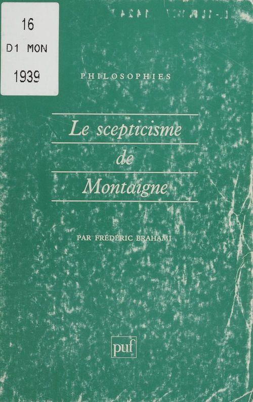 ebook cover of Le Scepticisme de Montaigne, by Frédéric Brahami