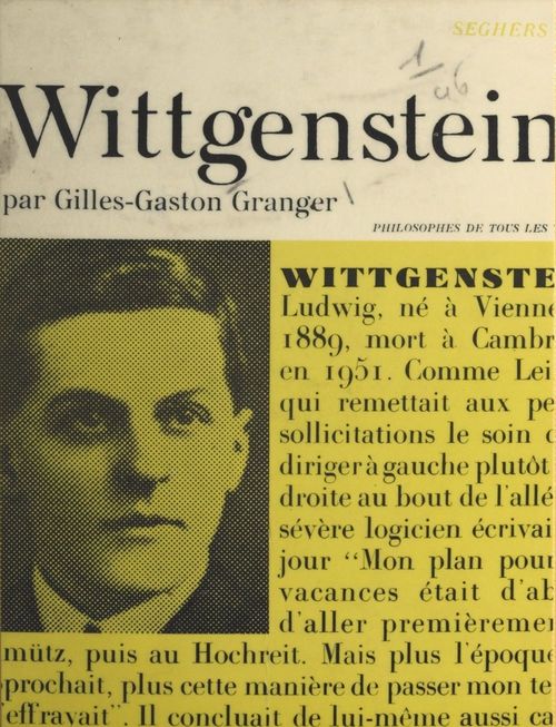 ebook cover of Ludwig Wittgenstein, by Gilles-Gaston Granger