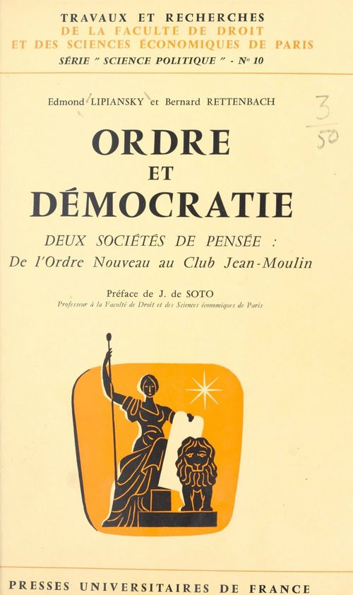 ebook cover of Ordre et démocratie, by Bernard Rettenbach, Edmond Lipiansky