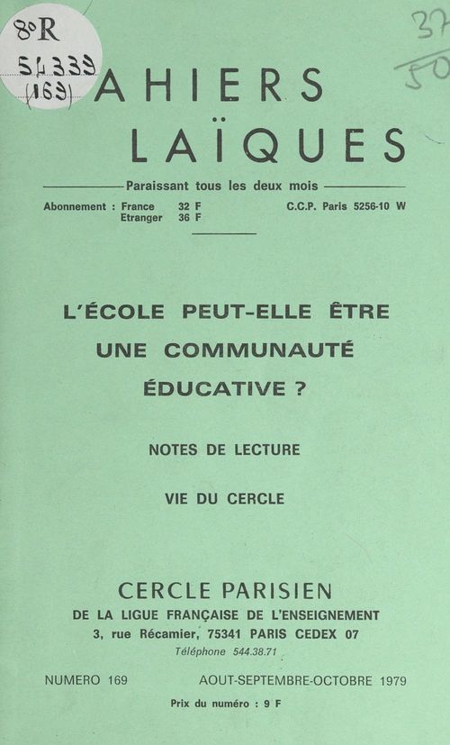 Couverture ebook de L'École peut-elle être une communauté éducative ?, de Louis Lafourcade, Simone Lacapere