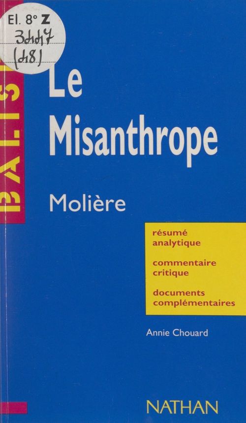 Couverture ebook de Le Misanthrope, de Annie Chouard