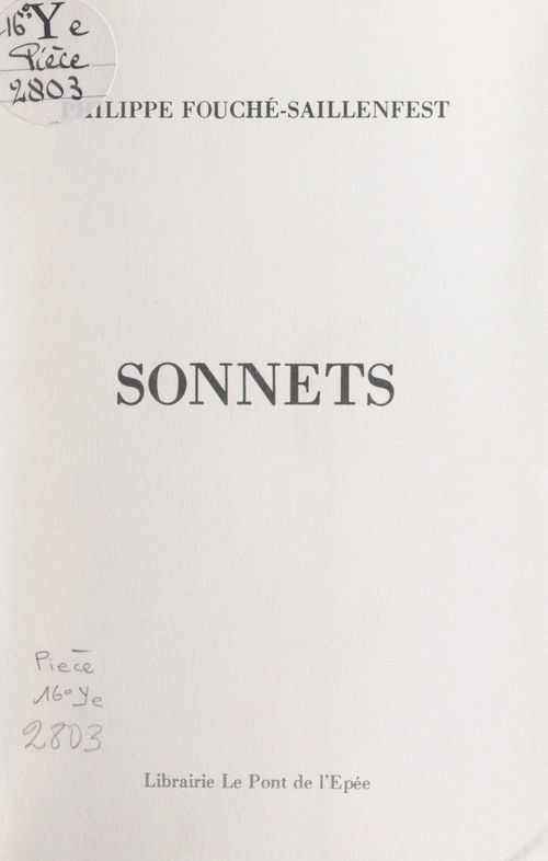 Couverture ebook de Sonnets, de Philippe Fouche-Saillenfest