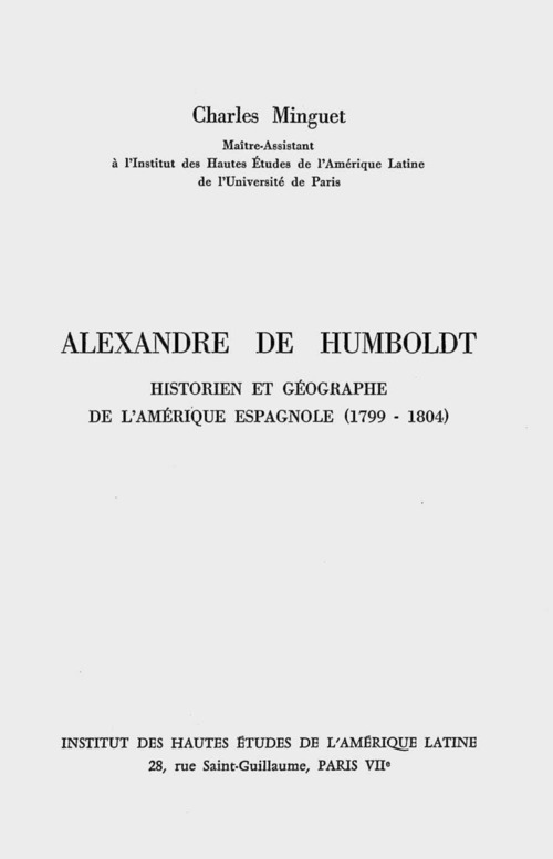Couverture ebook de Alexandre de Humboldt, de Charles Minguet