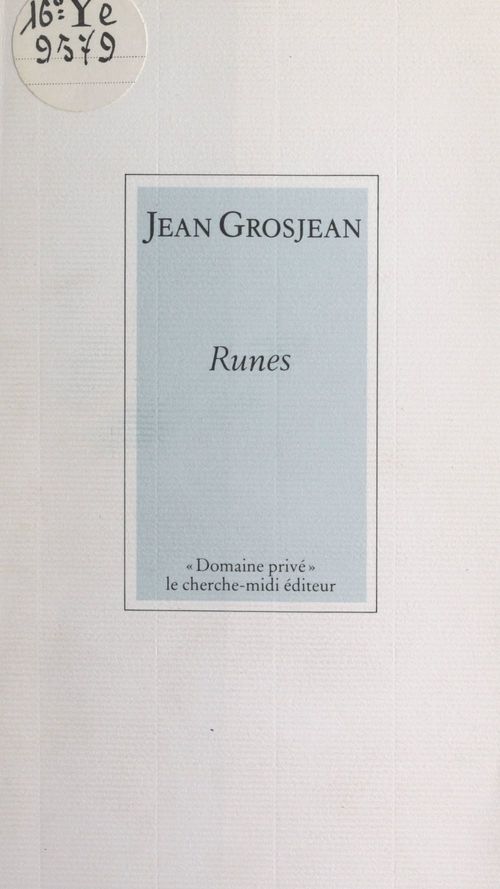 ebook cover of Runes, by Jean Grosjean