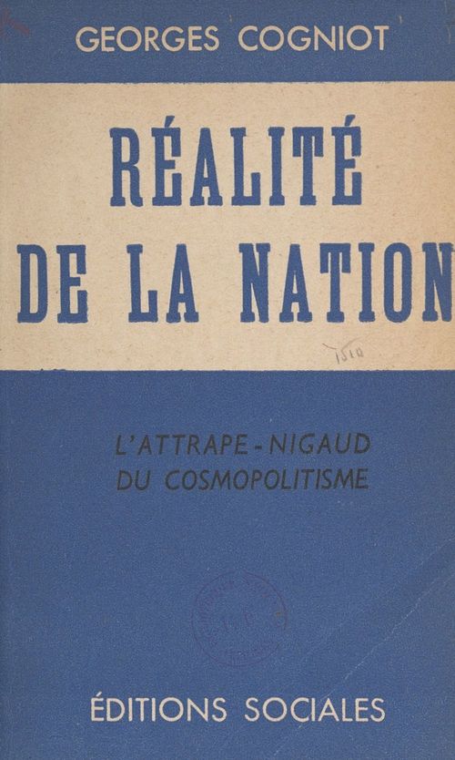 ebook cover of Réalité de la nation, by Georges Cogniot