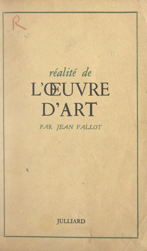 ebook cover of Réalité de l'oeuvre d'art, by Jean Fallot
