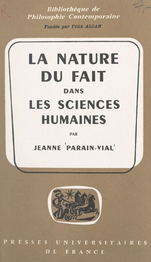 Couverture ebook de La nature du fait dans les sciences humaines, de Jeanne Parain-Vial