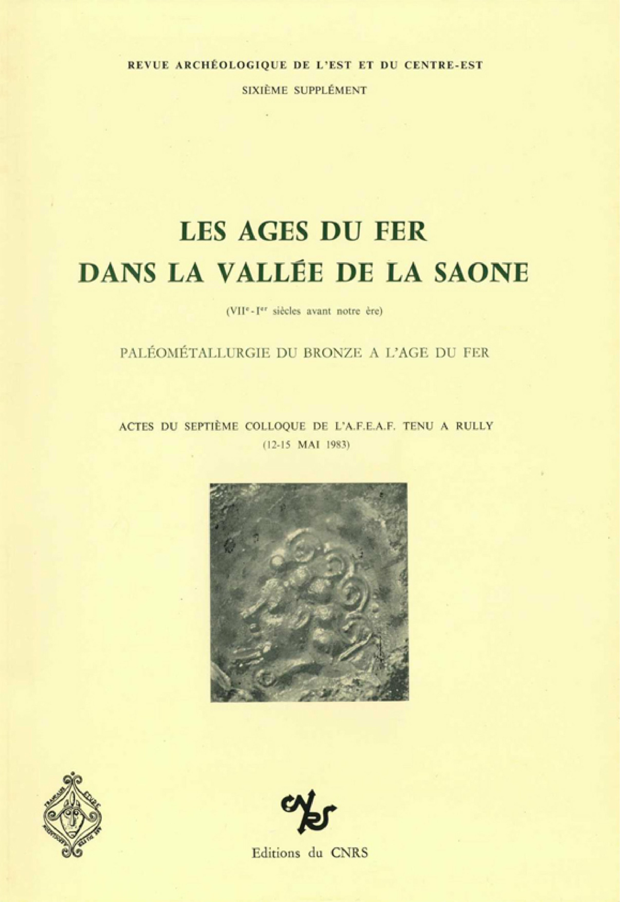 Couverture ebook de Les âges du fer dans la vallée de la Saône (VIIe - Ier siècles avant notre ère), de Alain Duval, Louis Bonnamour, Jean-paul Guillaumet