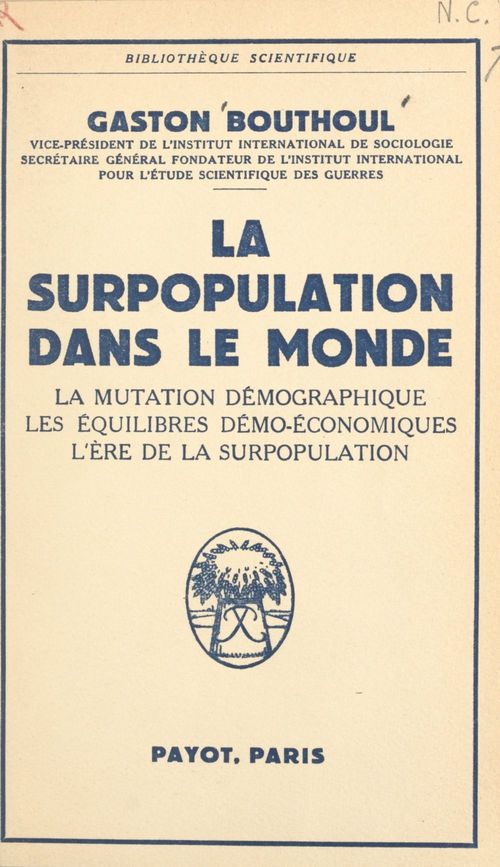 Couverture ebook de La surpopulation dans le monde, de Gaston Bouthoul