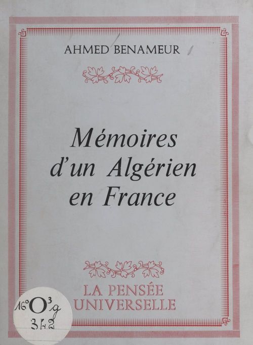 ebook cover of Mémoires d'un Algérien en France, by Ahmed Benameur
