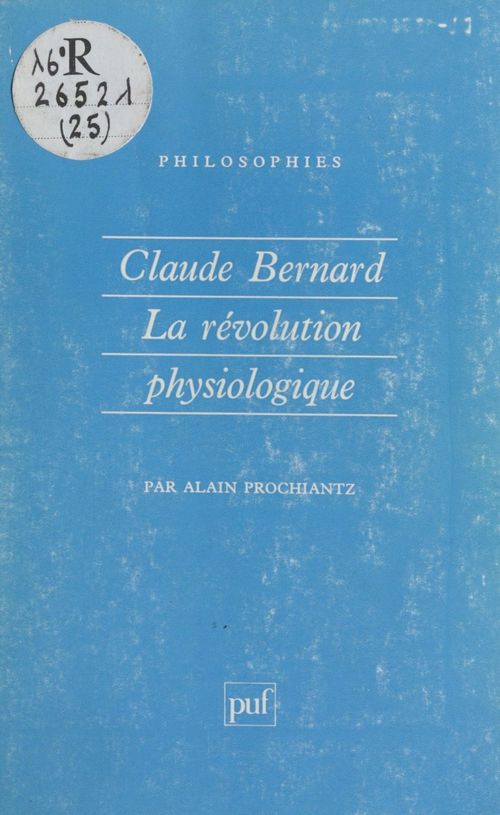 ebook cover of Claude Bernard, by Alain Prochiantz