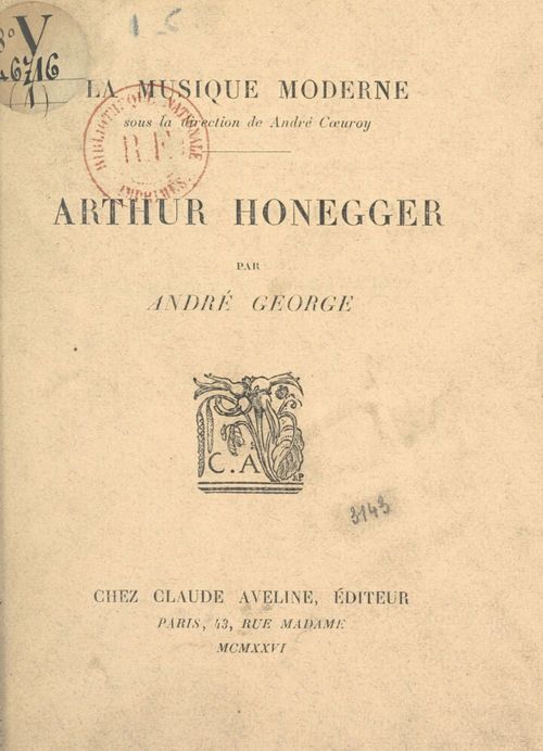 Couverture ebook de Arthur Honegger, de Andre George