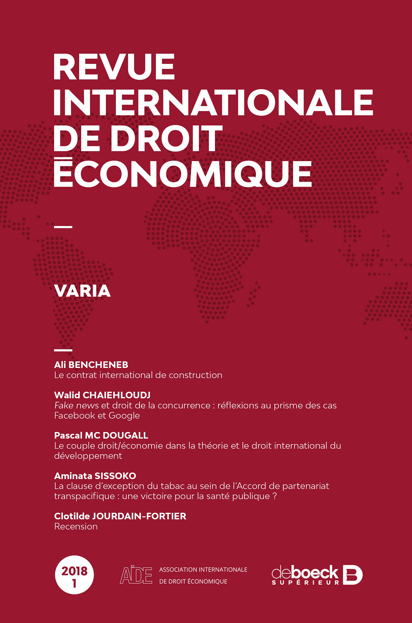 ebook cover of Revue internationale de droit économique, by Collectif