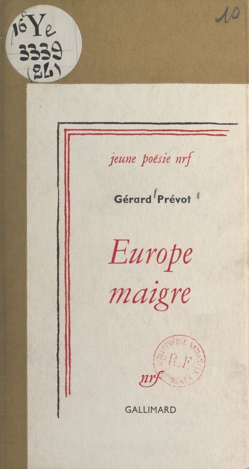 Couverture ebook de Europe maigre, de Gérard Prévot