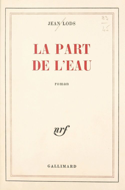 Couverture ebook de La part de l'eau, de Jean Lods