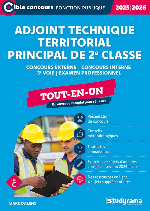 Couverture ebook de Adjoint technique territorial principal de 2e classe - Tout-en-un - Catégorie C - Édition 2025-2026, de Marc Dalens