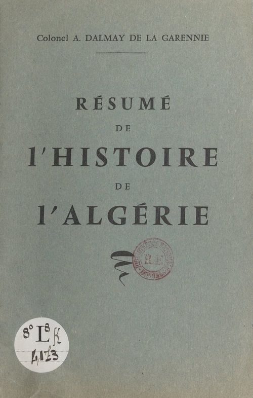 ebook cover of Résumé de l'histoire de l'Algérie, by Alphonse Dalmay De La Garennie
