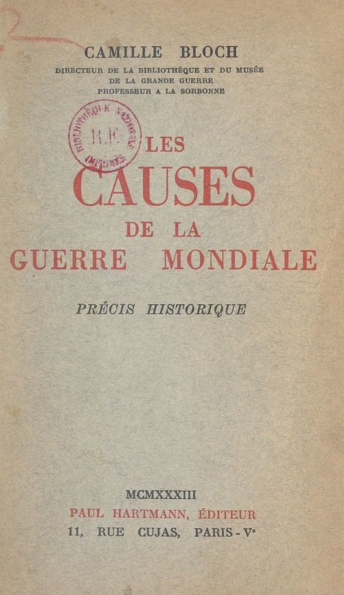 Couverture ebook de Les causes de la Guerre mondiale, de Camille Bloch