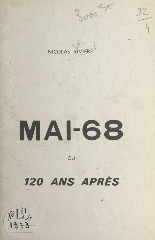 ebook cover of Mai-68 ou 120 ans après, by Nicolas Riviere