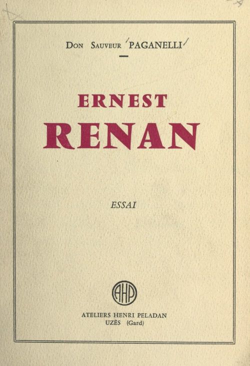 ebook cover of Ernest Renan, by Don Sauveur Paganelli