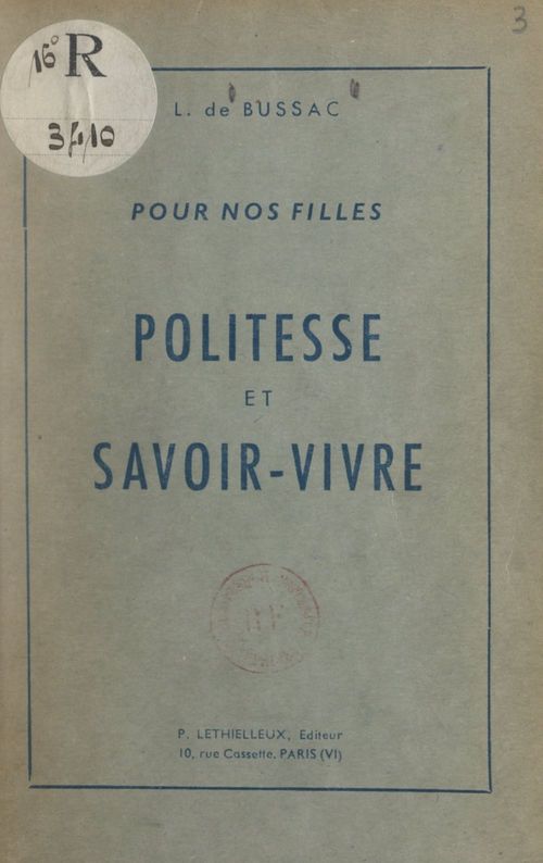 Couverture ebook de Pour nos filles : politesse et savoir-vivre, de Louise De Bussac