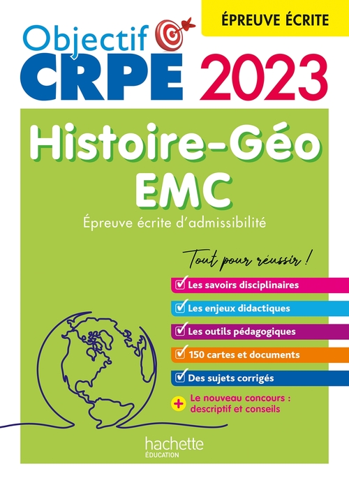 Couverture ebook de Objectif CRPE 2023 - Histoire-Géographie-EMC  - épreuve écrite d'admissibilité, de Laurent Bonnet, Julien Cuminetto