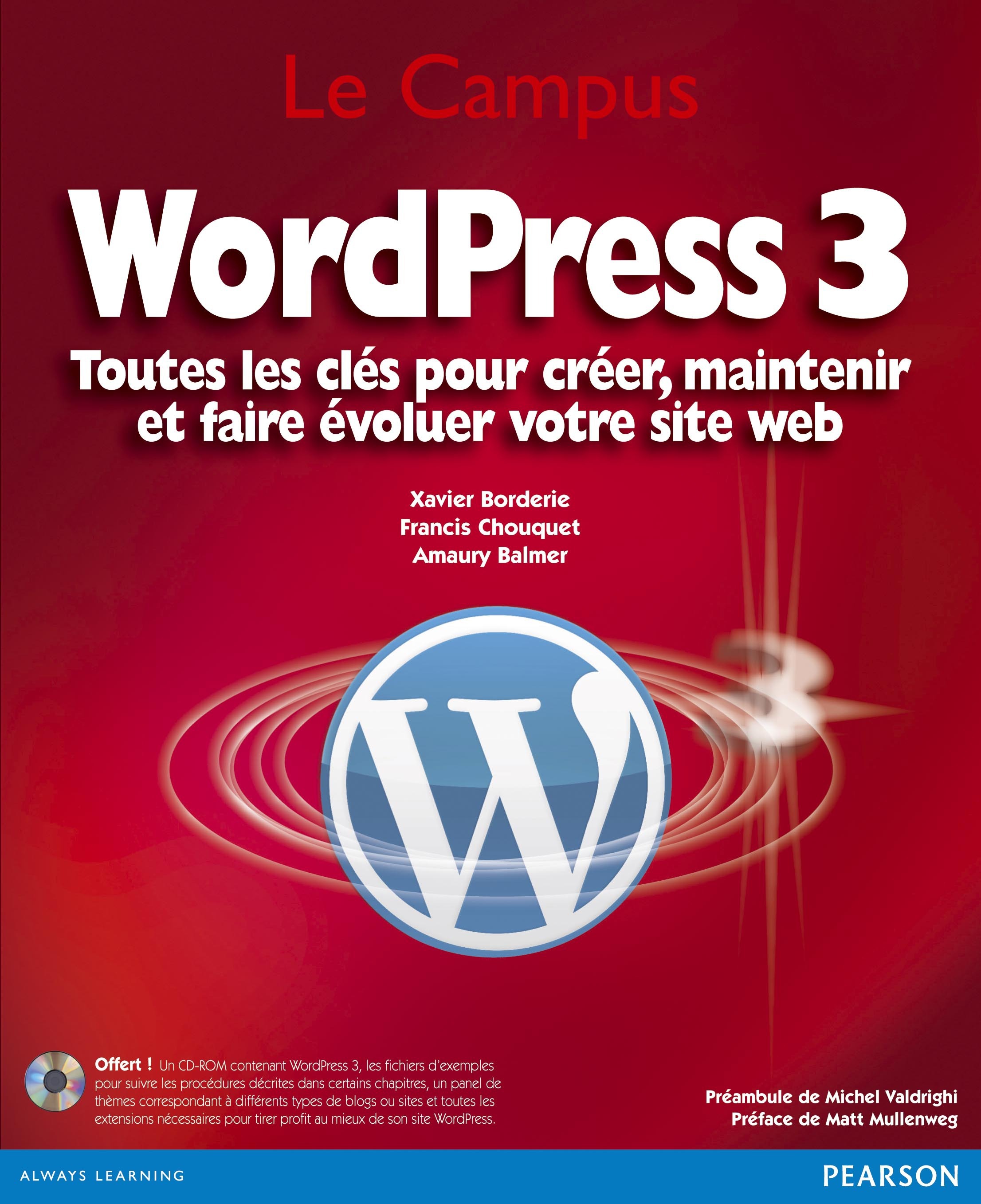 Couverture ebook de WordPress 3, de Amaury Balmer, Xavier Borderie, Francis Chouquet