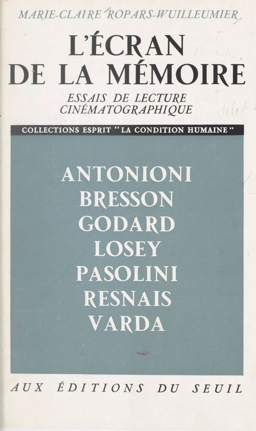 ebook cover of L'écran de la mémoire, by Marie-claire Ropars-wuilleumier