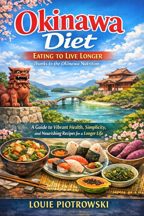 Couverture ebook de Okinawa Diet: Eating to Live Longer Thanks to the Okinawa Nutrition, de Louie Piotrowski
