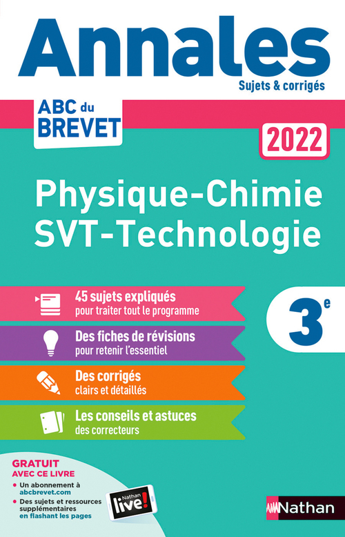 ebook cover of Annales ABC du Brevet 2022 - Physique-Chimie - SVT - Technologie 3e - Sujets et corrigés + fiches de révisions, by Olivier Doerler, Sébastien Guivarc'h, Laurent Lafond, Arnaud Lopin